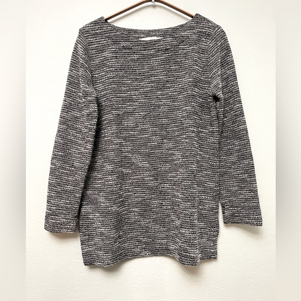 LOFT Woven Texture Tunic, Heathered Black Sz SP